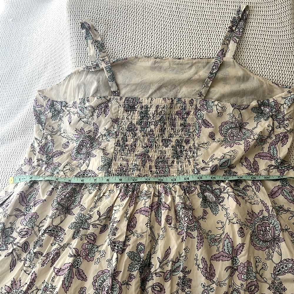 Floral Sun Dress Cream,Lavender & Light Blue Cotton Maxi Dress Tiers NWOT sz20 - Picture 8 of 15